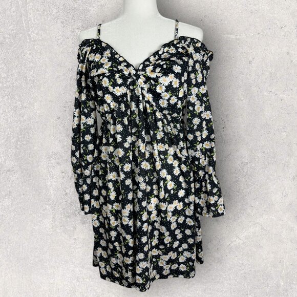 NWT ASOS Daisy Floral Dress Womens Size 10 Sweetheart Neck Tie Shoulder Boho NEW - Picture 4 of 16